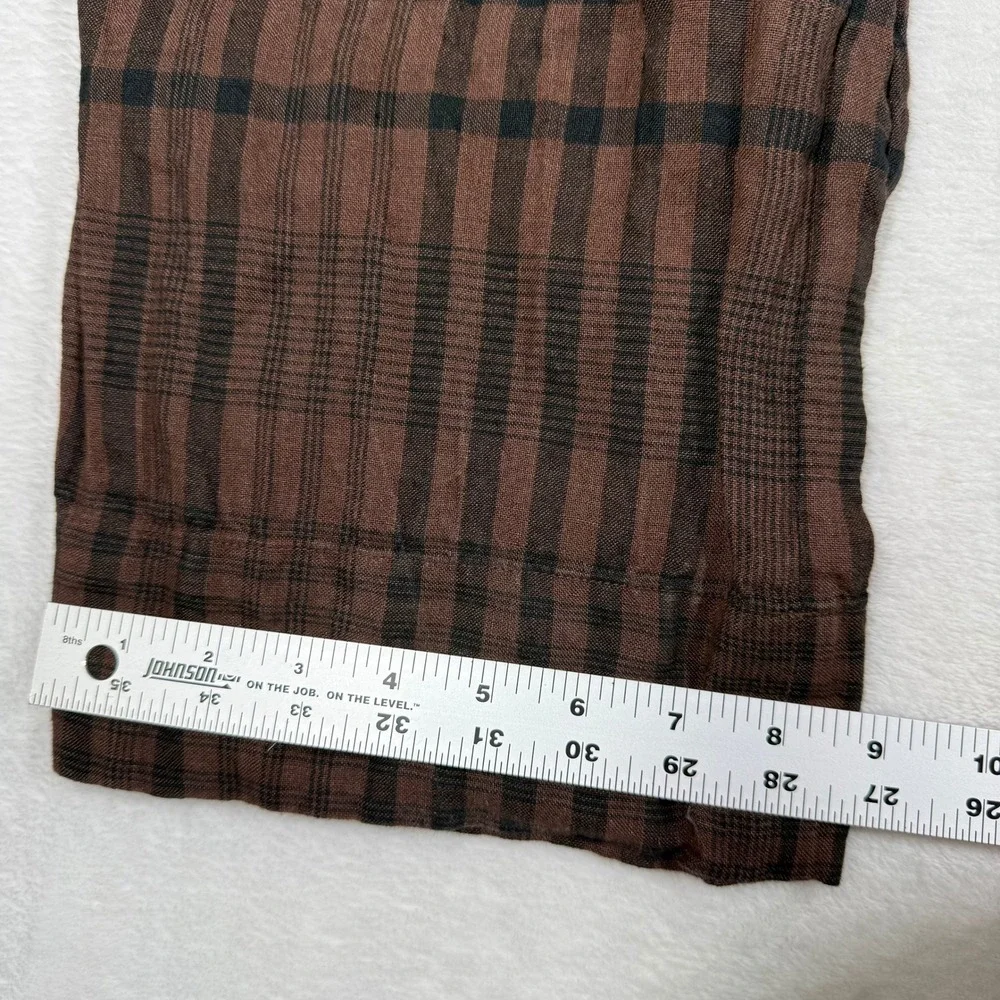 Everlane Brown Plaid Linen Button Front Sleeveless Jumpsuit Size 2 Dark Academia